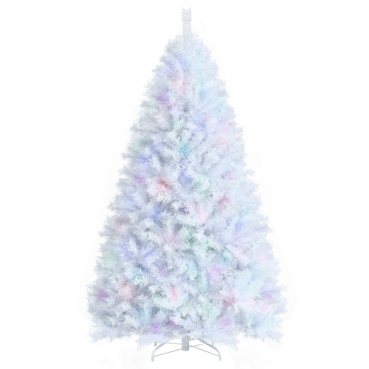 White PVC PET Christmas Tree 7ft with 1156 Tips and Metal Stand
